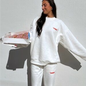 Starfit white cuffed sweatpants